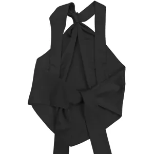 Black halter neck sleeveless knot design women's top for elegant daily commuting style.