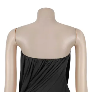 Women's strapless drape fishtail long dress back detail view elegant party evening gown
