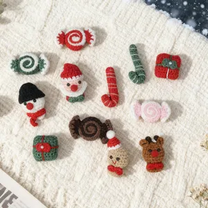 Christmas Wool Felt Santa Claus Snowman Gingerbread Man Candy Cane Brooch Hair Accessory DIY Bouquet Decor Festive Gift