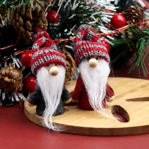 Christmas gnome hanging ornament plush doll cute knit hat festive holiday party decor