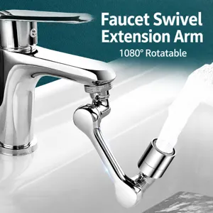 Universal Faucet Extender 1080 Rotating Mechanical Arm Splash Proof Aerator Bathroom Sink Kitchen Water Tap Adapter