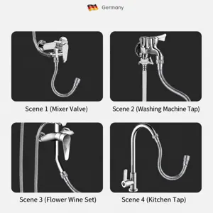 Universal stainless steel faucet extender flexible nozzle adapter for kitchen and bathroom.