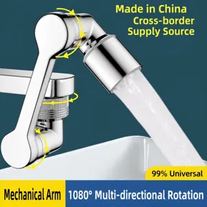 Universal 1080° swivel robotic arm faucet extender splash-proof aerator for bathroom sink