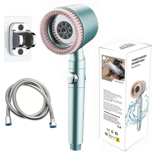 Σετ κεφαλής ντους turbo υψηλής πίεσης με βούρτσα μασάζ, εύκαμπτο σωλήνα και στήριγμα