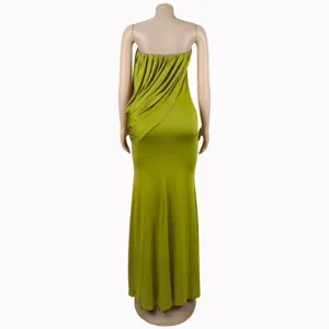 Women's strapless draped fishtail long dress sexy bodycon banquet evening gown new