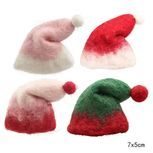 Mini cappello di Natale in feltro di lana 7x5cm, dettagli accessori decorativi fai da te.