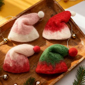 Mini Cappello di Natale in Feltro di Lana Carino Accessori Artigianali FAI DA TE Decorazione Capelli Bambola Decorazione per Feste