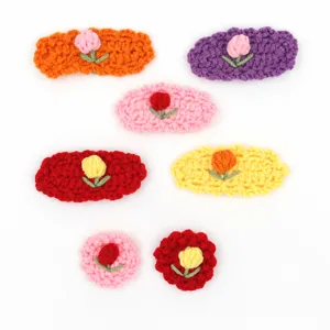 Handmade crochet flower hair clips cute knitted tulip hairpins sweet floral accessories