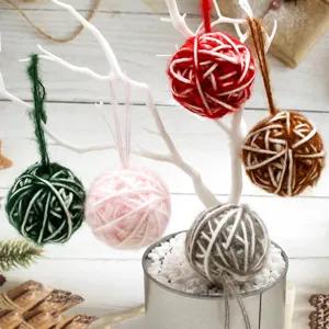 5cm Wool Yarn Balls Christmas Hanging Ornaments DIY Handmade Home Decor Multi Colors Set