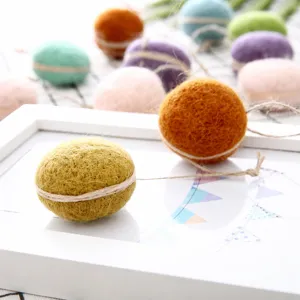Handmade wool felt macaron ball hanging ornament cute Christmas tree decoration craft