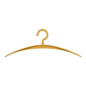 Mustard yellow non-slip wide shoulder clothes hanger for home wardrobe storage and drying.
