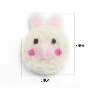 Cute wool felt rabbit head accessory, perfect for children hair clips and DIY craft items.