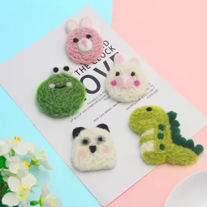 Cute wool yarn cartoon animal hair accessories, dinosaur frog rabbit panda craft charms.