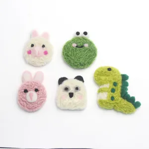 Cute wool felt cartoon animal appliques DIY hair accessories for kids dinosaur rabbit frog