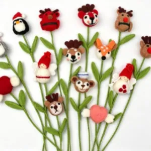 Bouquet di fiori in feltro di lana fai da te steli animali decorazione casa