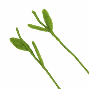 Foglia in feltro di lana DIY accessorio artigianale stelo di pianta verde per bouquet