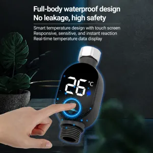 LED digitale Wassertemperaturmesser Detail Nahaufnahme Duschthermometer wasserdicht Sensor