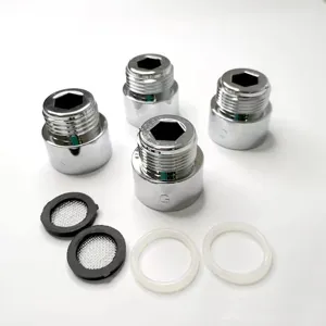 Universal shower adapter set with rubber washers, chrome plated faucet connector for handheld heads.