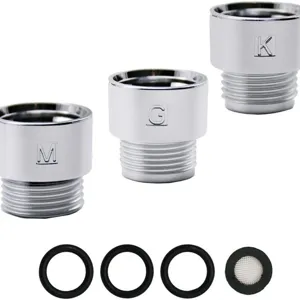 Chrome plated shower faucet adapter set and conversion connector with rubber washers for head