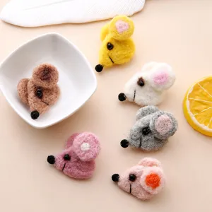 Cute wool felt mouse DIY accessories for kids hair clips brooches crafts decoration