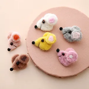 Children Wool Felt Mouse DIY Accessories Cartoon Animal Brooch Hair Ornaments Clothes Shoes Socks Decoration Material
