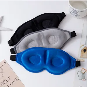 Détails masque de sommeil en peluche 3D, bandeau occultant respirant doux pour le voyage.