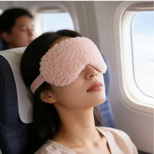 Morbida maschera per dormire in peluche per viaggi, maschera occhi comoda e accogliente.