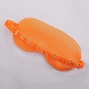 Masque de sommeil en soie unicolore avec sangle élastique, masque orange pour le repos.