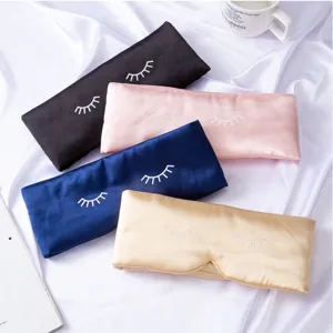 Máscara de dormir de seda con bonito estampado de pestañas, antifaz suave para el hogar.