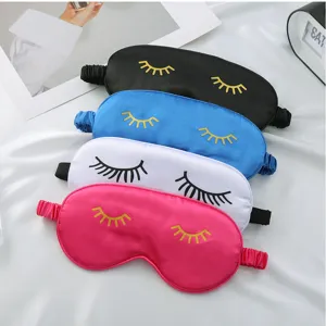 Silk sleep masks set of 4 colors with cute eyelashes print, soft satin blindfold for women.