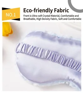 Vista dettagliata della maschera da sonno in peluche traspirante con satin morbido ed elastico.