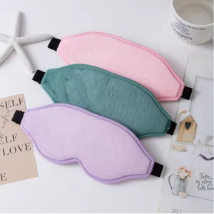 Masque de sommeil 3D en peluche respirant doux et confortable avec sangle pour les voyages
