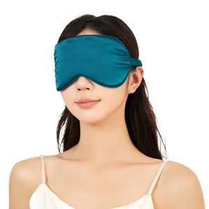 Dark green silk sleep mask for women and men, soft shading eye mask for travel and resting.