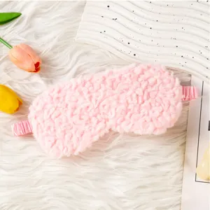 Mascherina per dormire in peluche rosa da donna, copriocchi morbido e traspirante per viaggio casa.