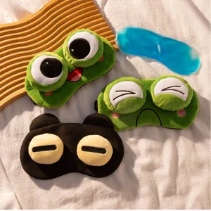 Süße Plüsch Frosch Schlafmaske mit Kühlgel-Pad, weiche Cartoon Schlafaugenmaske.