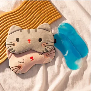 Maschera per occhi sonno design gatto carina con cuscinetto gel freddo per ufficio.