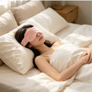 Plush sleep eye mask and headband 2-in-1 pink soft velvet travel shading cozy eye cover detail