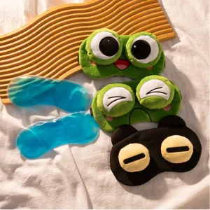Süße Cartoon Frosch Plüsch Kühlende Augenmaske weiche flauschige Schlafmaske mit Gel-Kissen
