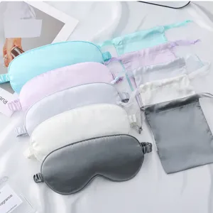 Seide schlafmaske set mit tragbarem aufbewahrungsbeutel weiche satin reise schlafbinde farben