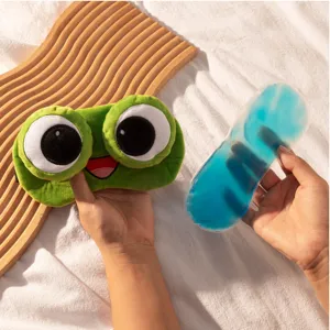 Süße Cartoon Frosch Plüsch Schlafmaske mit Gel Kühlpack, weiche hautfreundliche Augenmaske