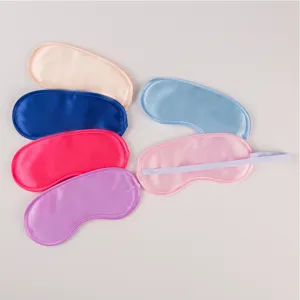 Solid color satin sleep mask set, breathable shading eye cover for travel, restful sleep aid.