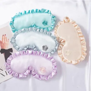 Seide Satin Rüschen Schlafmaske mit Blumenstickerei für Reisen und Büro Mittagsschlaf.