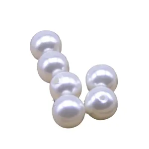 White ABS imitation pearl beads with double holes for DIY jewelry making 10mm specs