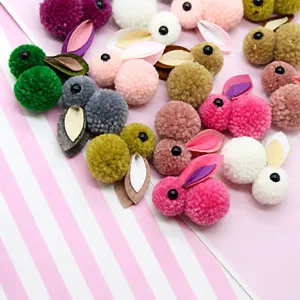 Colorful 3D felt rabbit hair tie accessories DIY woolen yarn bunny crafts material
