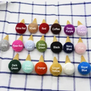Ice cream pom pom cones diy handmade accessories for hair clips and bouquet decoration