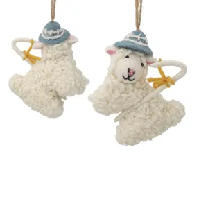 Wool felt cute sheep hanging ornament cartoon pendant keychain accessory for bags and keys