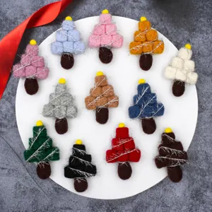 Wool felt Christmas tree ornaments DIY craft accessories for holiday gifts and bouquet decor
