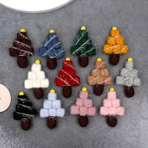Colorful wool felt Christmas tree pendants for holiday wreaths, bouquets, and gift box accessories.