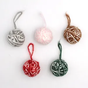 Christmas decorative yarn balls set 5cm handmade hanging ornaments for home holiday decor.