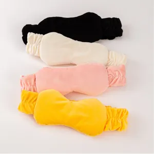 Soft plush 2-in-1 headband and eye mask, comfortable fleece face washing hair band for travel.
